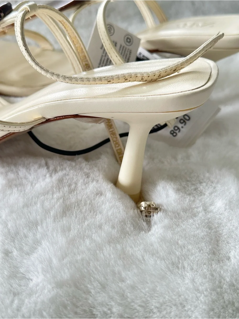 ZARA Cream Sandals with Brown and Tan Gem Accents - Picture 13 of 14